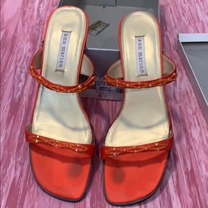 Ann Marino Beaded 2.5 Inch Heels, size 8, Orange